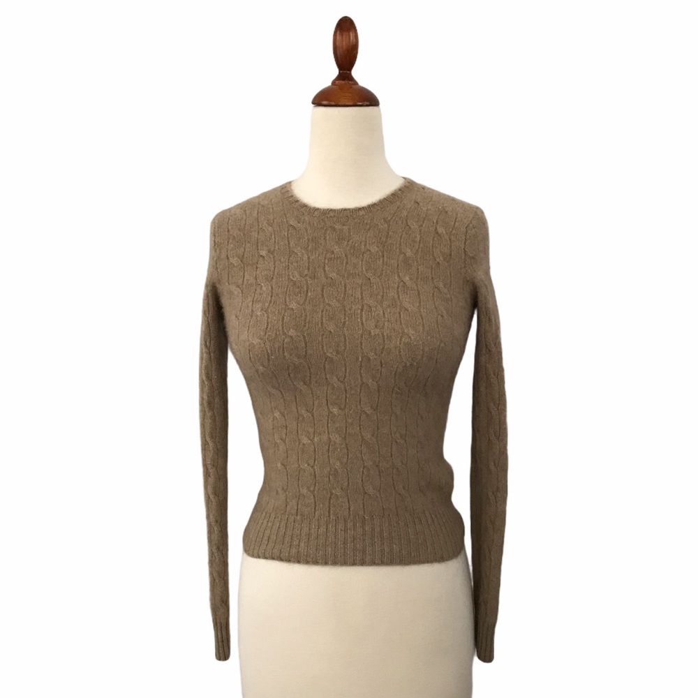 Ralph Lauren Beige Cashmere Cable Knit Sweater